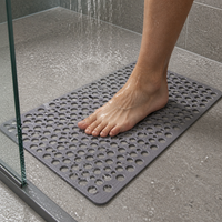 TPE Non-Slip Shower Mat with Suction Cups, Large Hole Bathtub Mat for Bathroom Safety