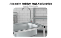 Single Bowl Sink with Stand Reinforced Bracket Freestanding Stainless Steel Sink Rust-Resistant Portable Wash Station for Tenants, Rental Property