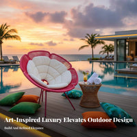 Designer Design Round Woven Daybed Weather-Resistant Outdoor Daybed with Canopy Waterproof Circular Patio Lounger Protection for Hotel Owners, Homeowners, Poolside, Garden, Courtyard, Balcony