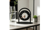 Modern Minimalist Desk Clock Decorative Accent Metal Frame Table Clock Noiseless Mechanism Timepiece for Living Room, Office, Bookshelf