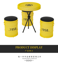 工业风酒吧桌椅KTV沙发铁艺油桶烧烤店清吧个性创意卡座茶几组合 圆凳子（33*33*45）