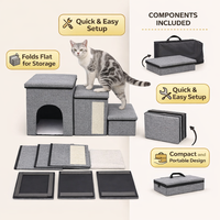 Dog Steps for Bed and Sofa with Foldable Space Saving Design, Pet Stairs for Small with Anti-Slip Bottom, Bedroom Living Room