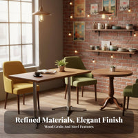 Retro Design Square Pedestal Table rustic & fashion business Furniture scuffResistant Easy to Clean for Restaurant Owners, Homeowners, Apartment Dwellers, Restaurants, Cafes, small eaterys, small eatery