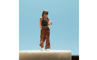 Walks Woman with Coffee Miniature Lifelike Fashion Girl Diorama Figure Versatile Painted Resin People Model for Dioramas