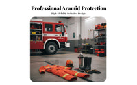 Wear-Resistant Retardant Firefighter Uniform 360° Visibility Winter Rescue Suit Reinforced Panels Aramid Heat Insulation Suit Breathable for Emergency Responders, Firefighters, Firefighting Sites