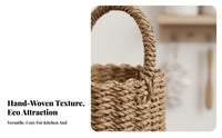 Bear Embellishment Design Woven Hanging Basket Multi-Purpose Entryway Key Holder Natural Material for Homeowners, Adults, Kitchen, Bedroom