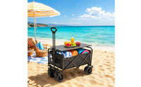 Multi-Functional Wagon with Table Foldable Folding Camping Wagon Easy to Clean Camp Carrier Large Capacity for Picnic, Beach, Fishing