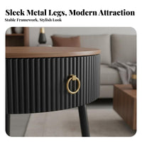 Light Luxury Feel Fluted Drum Table Minimalist Design Round Fluted Nightstand Sturdy Construction Bedside Cabinet Multifunctional for Apartment Dwellers, Homeowners, Interior Decorators, Living Room, Bedroom, Entryway, Home Creamice