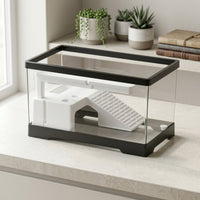 Turtle Tank with Basking Platform Waterproof Turtle Tank with Filter Reptile Enclosure with Ramp Clear Terrarium Full View