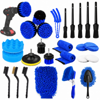 Car Detailing Kit Drill Brush Attachment Wheel Vent Scrub Brushes Wash Mitt