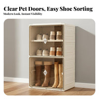Installation-Effortless Foldable Shoe Cabinet Easy Assembly Stackable Shoe Box Transparent Doors Space-Saving for Sneaker Collectors, Sneakerheads, Entryway, Bedroom, Dorm Room, Under Stairs