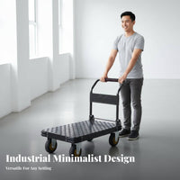 High Load Capacity Foldable Platform Cart Space Saving Foldable Platform Truck Textured Non-Slip Surface Steel Push Cart Dolly Multipurpose for Delivery Personnel, Maintenance Personnel, Office Workers, Factory, Workshop, Stockroom, Garage