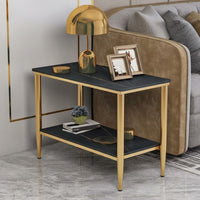 Sintered Stone Upper surfaceTier End Table Compact Size 2-Tier Console Versatile Use Household Furniture Sturdy Construction for Apartment Dwellers, Homeowners, Interior Decorators, Living Room, Bedroom, Small Areas, Hallway
