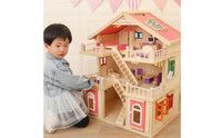 Villa Dollhouse Sturdy Wood Princess Dollhouse opening Layout Pretend Play House for Nursery