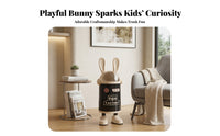 Smiling Face Bunny Ears Trash Can Translucent Lid Rabbit Trash Can Thumbs-up Graphic Decorative Bin Shoe-Shaped Feet for Home, Kitchen, Living Room
