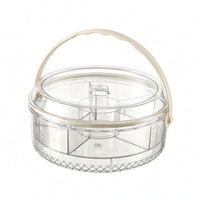 Compartment Food Tray Carry Handle Fruit Storage Container Faceted