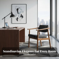 Nordic & aesthetic Wooden Dining Armchair with Padded spine Ergonomic spinerest Upholstered Chair Thick paddings Seating Furniture Curved Armrests for Design aficionados, households, Families, Restaurant, Study Room, Kitchen, perusing reading corner