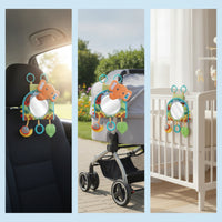 Sensory Car Seat Mirror with Toys Soft Baby Car Seat Mirror Colorful Interactive for Newborns