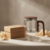 Glass Teapot Tea Separation Houseware Wood-Grain Handle