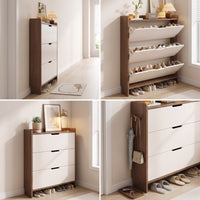 Shoe Organizer with Flip Drawers Shoe Organizer Narrow Furniture for Apartment Dwellers, Entryway, Hallway, Foyer