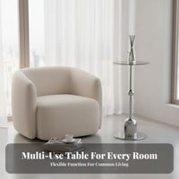 Korean design Round Glass-Top End Table Modern Design Round Glass-Top Pedestal Table Mixed Material Construction Home Furniture Space-Saving for Interior Designers, Homeowners, Renters
