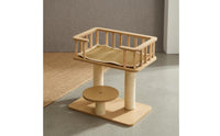 Sisal Wrapped Feline Climbing Frame Woven Mat Surface Multi Level Feline Tree Elevated Platform Guard Rails