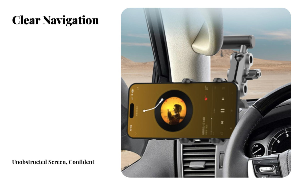 A-Pillar Phone Mount Vibration Resistant Grab Handle Phone Bracket Anti-Movement Mobile Accessory for SUV Owners, Adventure Drivers