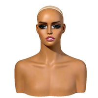 Mannequin Head with Shoulders Untextured Head and Shoulders Form Plain Female Bust Form Wig Hat Earrings Necklace Display Stand