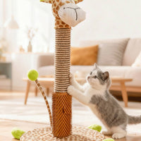 Interactive Coiled Ball Creature Shaped Cat Scratcher Stable Base Striped Horse Cat Climbing Frame Long-Lasting Materials Sisal Scratching Post for Kittens, Cats, Indoor