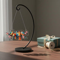 Perching Bird & Arbor Hanging Ornament Easy to Suspended Bird Window Light Ornament Indoor Outdoor Use Colorful Acrylic Hanging Decor for Garden