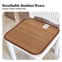Bamboo Seat Cushion Breathable Summer Cooling Chair Mat Double-Sided Carbonized Bamboo Chair Cushion for Commuters, Students, Car, Hot Weather, Home