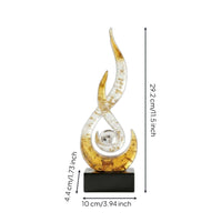 Light Luxury Design Transparent Wave Figurine Elegant Centerpiece Gold Foil Swirl Ornament Good Fortune Symbol for Living Room, Wine Cabinet