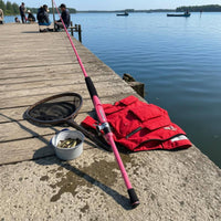 Straight Handle Pink Fishing Rod Guide Rings Carbon Fiber Fishing Rod Black Grip Outdoor Gear Easy to Use