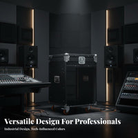 12U Professional Audio Rack Heavy Duty Flip-Upper Mixer Section Stand Cabinet With Casters Pro Audio Rack Mount Stand for DJs, Sound Engineers, KTV