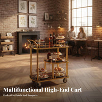 Commercial Serving Cart Multifunctional Restaurant Dessert Cart Sturdy Construction Rolling Service Trolley for Bartenders, Banquet Dining Room