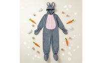 Youngster bunny Costume 4-Piece Set Full Body Hare Suit Hooded Design Hare Full-Body Suit for Parties
