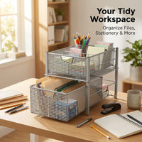 File Organiser with Metal Wire Mesh Design for Home Office and Bedroom Storage, Magazine Rack and Letter Tray Desk