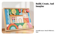 Wooden Block Puzzle Toy Storage Tray Shape-Recognition Block Puzzle Wooden Shape Sorter Hand-Eye Coordination