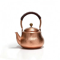 Handmade Copper Tea Kettle Insulated Handle Tea Kettle with Hinged Lid Polished Vessel Hammered for Collectors, Kitchen Countertop