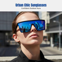 Punk Style Sunglasses, Oversized Square Frame, Outdoor Cycling, Unisex