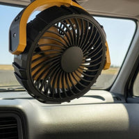 900-Degree Adjustable Rechargeable Clamp-on Fan 3-Speed Clamp-on Car Fan Pivoting Head Cooling Gadget Cordless