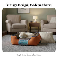 Rectangular Dog Bed Thickly Padded Bolster Pet Bed Non-Slip Bottom Cushioned Cat Lounger for Dogs, Small Pets, Kennel, Crate