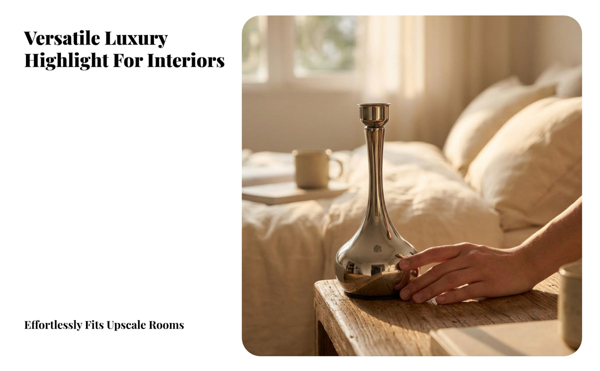 Decorative Teardrop Lamp Base | Sleek Modern Design, Chrome Lamp Base, for Living Room