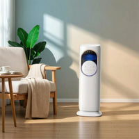 3-in-1 Evaporative Cooler with Heater Vertical Fan with Mist Humidifier Space-Saving Cooling and Heating Fan Portable for Renters, Students, Bedroom, Living Room, Home Office