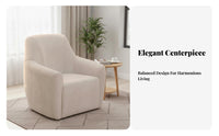360-Degree Rotation Upholstered Swivel Chair Modern Design Upholstered Swivel Armchair Soft Texture Textile Single Sofa High-Density Foam for Readers, Homeowners, Interior Designers, Living Room, Bedroom, Lounge Area, Reading Nook