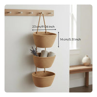 3 tiers Hanging Basket Space-Saving Woven Rope Storage Basket Versatile Tiered Wall Hanging Organizer for Nursery