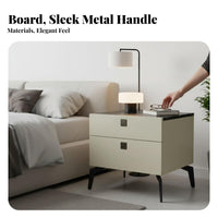 Curved 2-Drawer End Table Minimalist Design Bedroom Storage Modern Design Rounded Corners for Homeowners, Bedside, Entryway