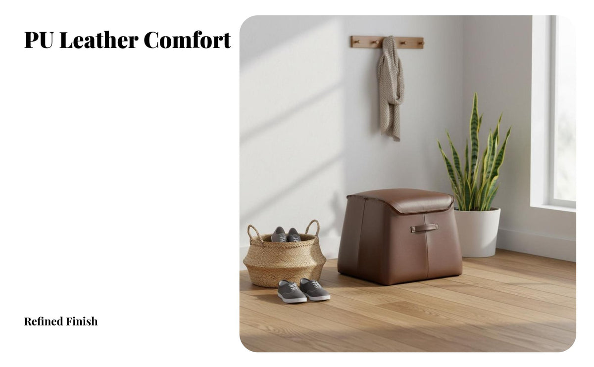 Tufted Cube Pouf Real Leather Ottoman Nordic and design Footstool for Interior Decorators, Gift Givers, Cloakroom, Entryway, Living Room