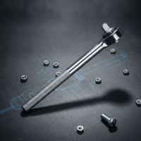 Knurled Ratchet Wrench Long Handle Ratchet with Square Drive Compact Tool Tight Reach for Mechanics, DIYers, Workshop