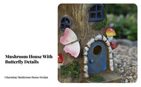 Auto On/deactivate Resin Treehouse Figurine Wireless Solar Fairy House Light Weatherproof for Yard, Patio, Balcony